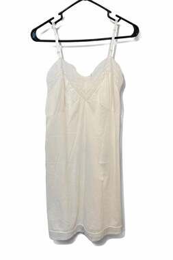 Vintage Vassarette Full Slip Dress Size 34 Ivory Nylon Lace USA Coquette